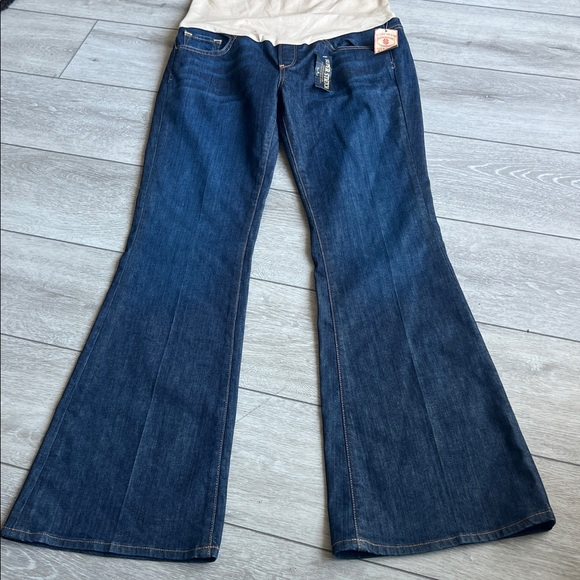 Lucky Brand nwt Maternity Dark Blue Flare Jeans with belly panel size 28/6 - Picture 3 of 7